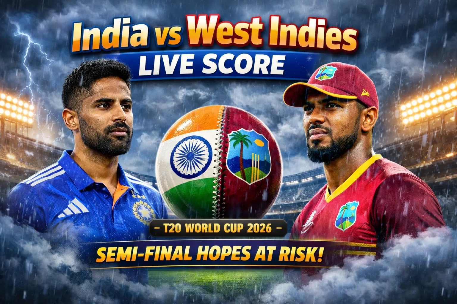India vs West Indies Live Score: Unmissable & Hopeful Clash as Rain Threat Looms Over Semi-Final Dreams