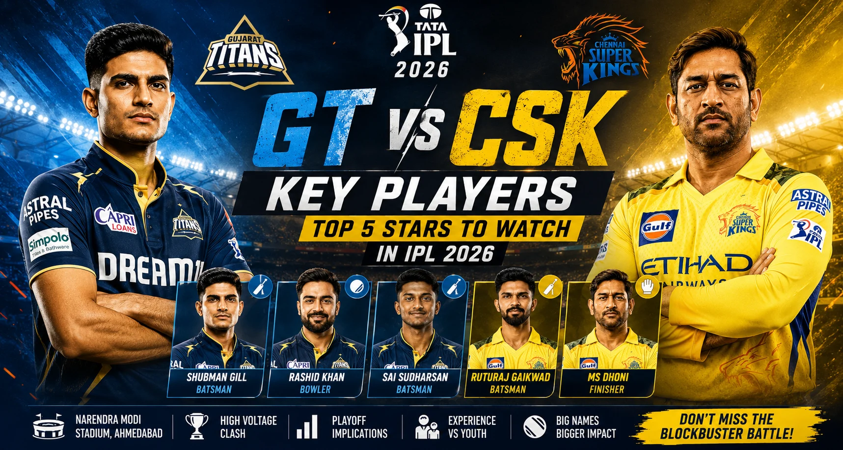GT vs CSK Key Players