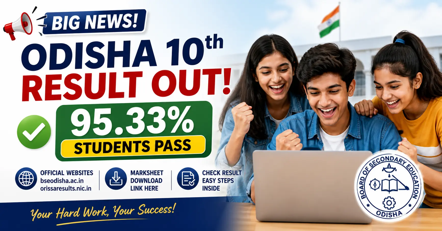 Odisha 10th Result Out: 95.33% Students Pass