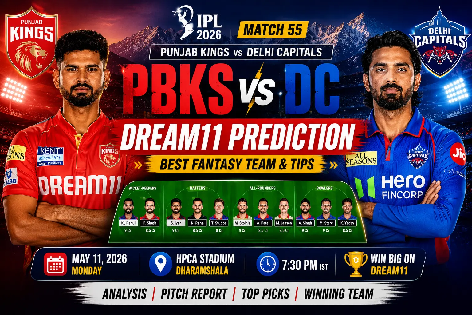 PBKS vs DC Dream11 Prediction